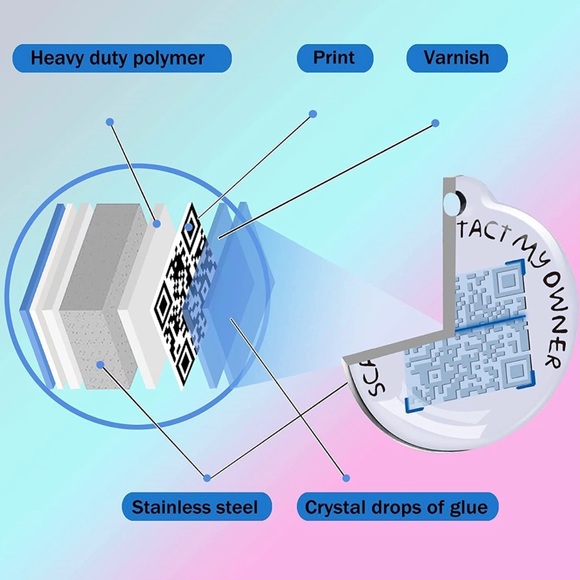 Happy Xmas Decorations QR Code Pet ID Tags - Dog Tag - Pet Online Profile White - Picture 3 of 7